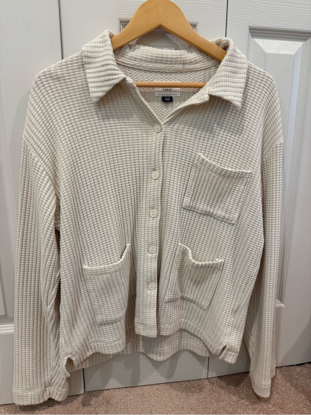 American Eagle Cream Waffle Knit Top